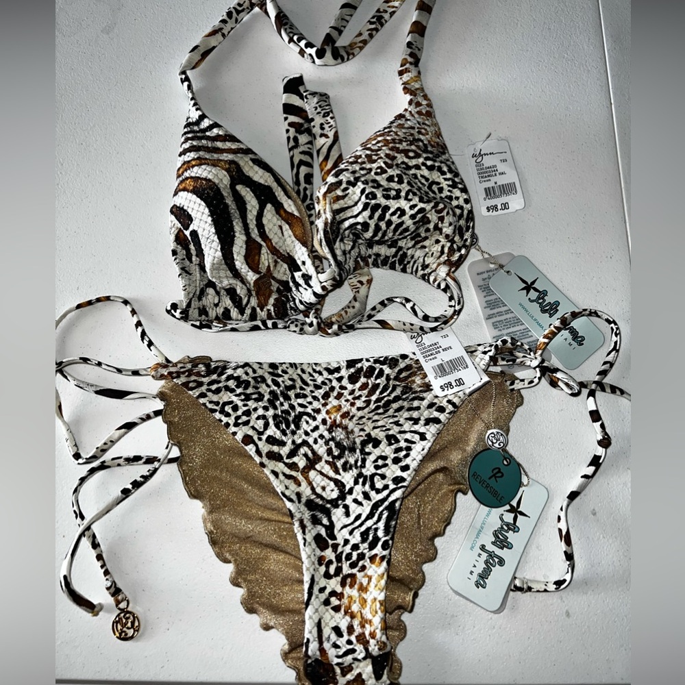lulifama 2 piece “Animale” swimsuit reversible set
